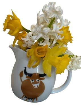 Vintage Arabia Finland Brown Bull Cow Longhorn Milk Pitcher Jug MCM Retro